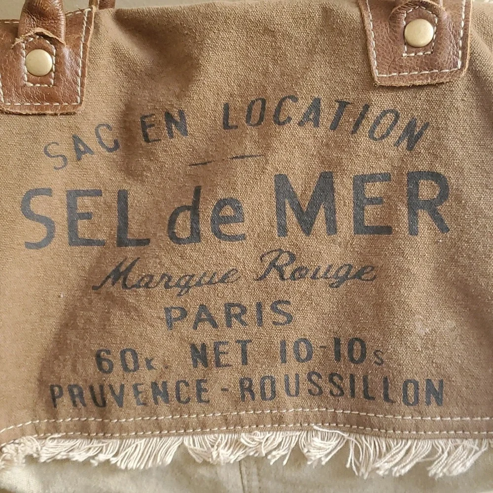 Sel de Mer Small Myra Cotton and Leather Satchel Bag